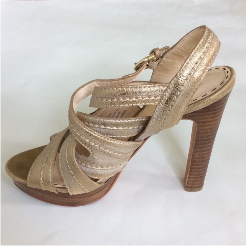 Coach Metallic Brynne Gold Strappy Heels - Picture 4 of 5